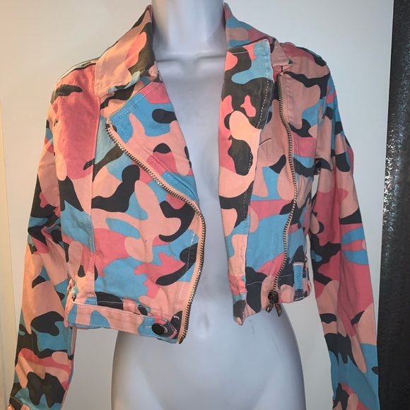 pink camo jean jacket